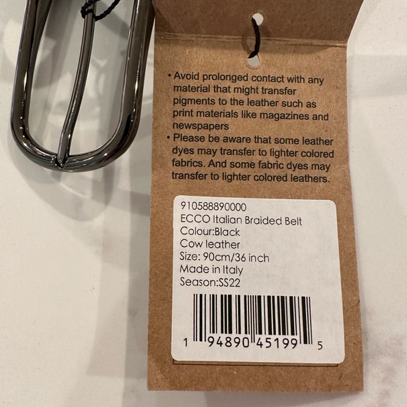 NWT Ecco 36 Italian braided leather belt - Picture 3 of 4